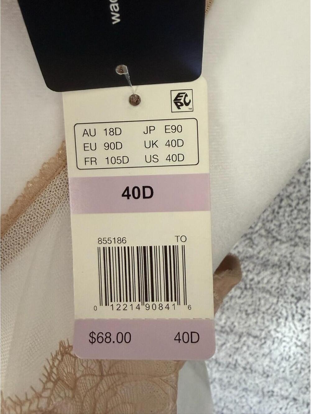 Wacoal Ultimate Lift Underwire Bra 40D Nude Beige Lace Sheer NWT Style 855186 - Picture 4 of 4
